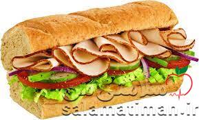 ساندویچ سانمارین(سینه بوقلمون با نان سفید و کاهو و گوجه فرنگی)